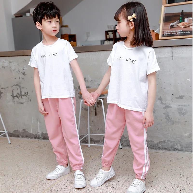 Children's Four Seasons Thin Casual Color Matching Pants Boys Casual Fashion Harem Pants Girls Candy-colored Joker 9 Pants Runn