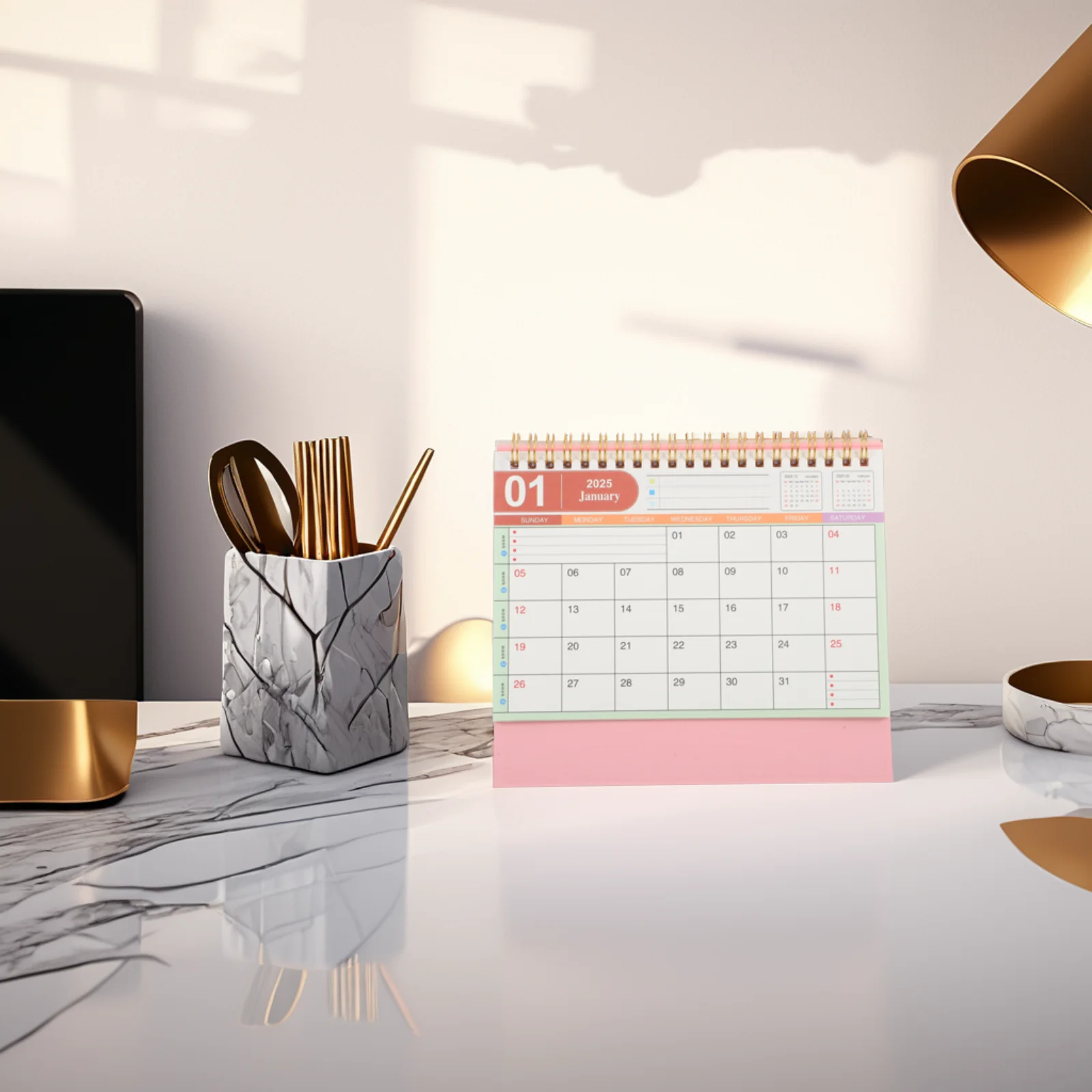 

Standing Flip Desk Calendar 2025 Wire Bound Monthly Desktop Calendar with Metal Rings for Office Home School Daily Schedule Use