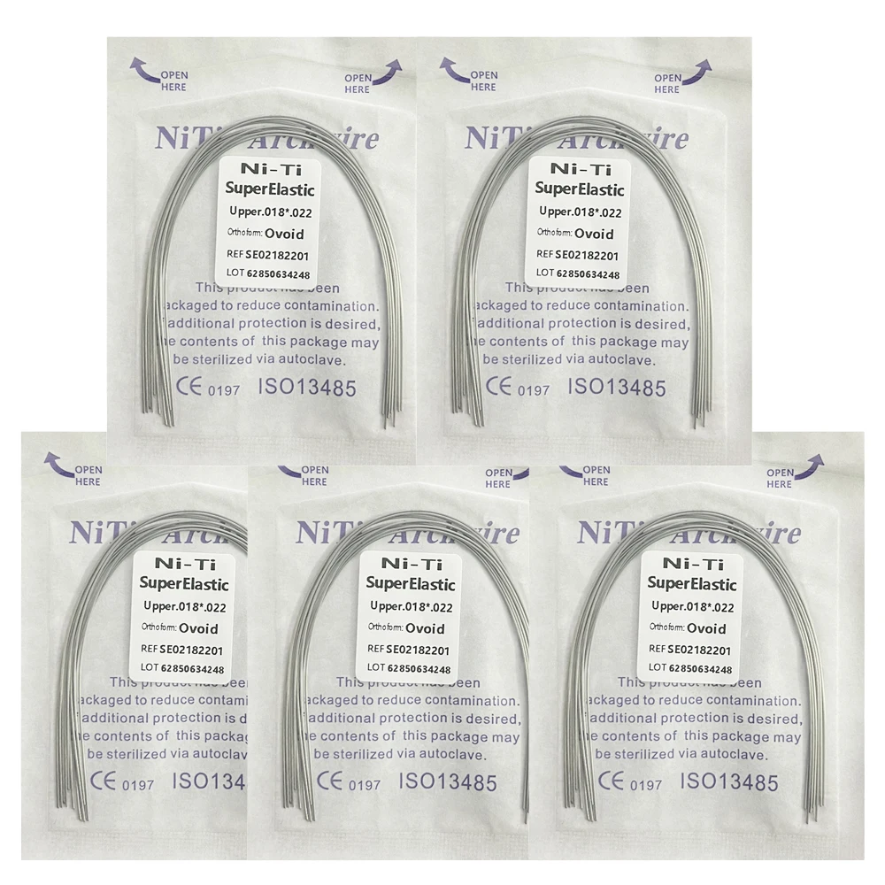 5Pack AG Tandheelkundige Boogdraden Orthodontische Super Elastische NITI Ronde Rechthoekige Boogdraad Onder/Boven 012/014/016/018/020/16x16/16x22