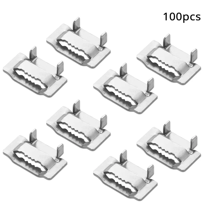 

AB41-304 Stainless Steel Cable Tie Buckle Wrap Cable Tie Packing Tooth Buckle Joint 19Mm ML-Free Flower Buckle