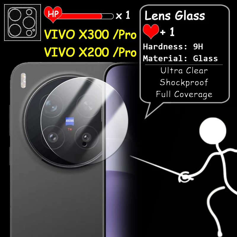 For VIVO X300 X200 Pro Mini Ultra Clear Slim Back Camera Lens Full Cover 2.5D 9H Tempered Glass Guard Protector Shockproof Film