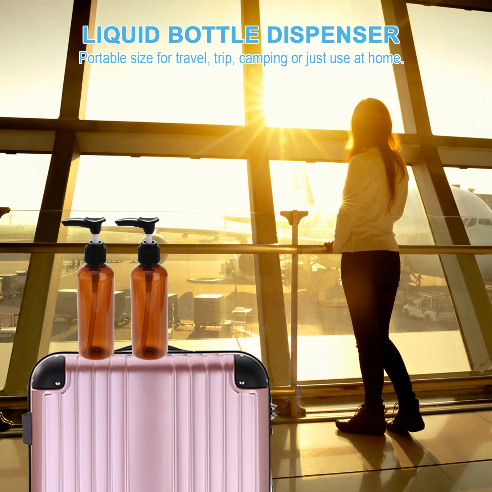 

4 PCS Pump Bottle Dispenser Press Makeup Travel Bottles Shampoo Mini Lotion Containers Airless Black Small Skincare
