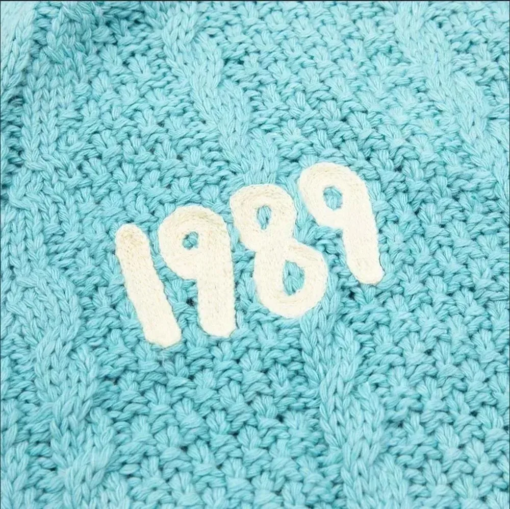 Nowy niebieski sweter 1989 dla kobiet wyszywany ptak specjalny dzianinowy 1989 sweter taylor sweter w stylu Vintage