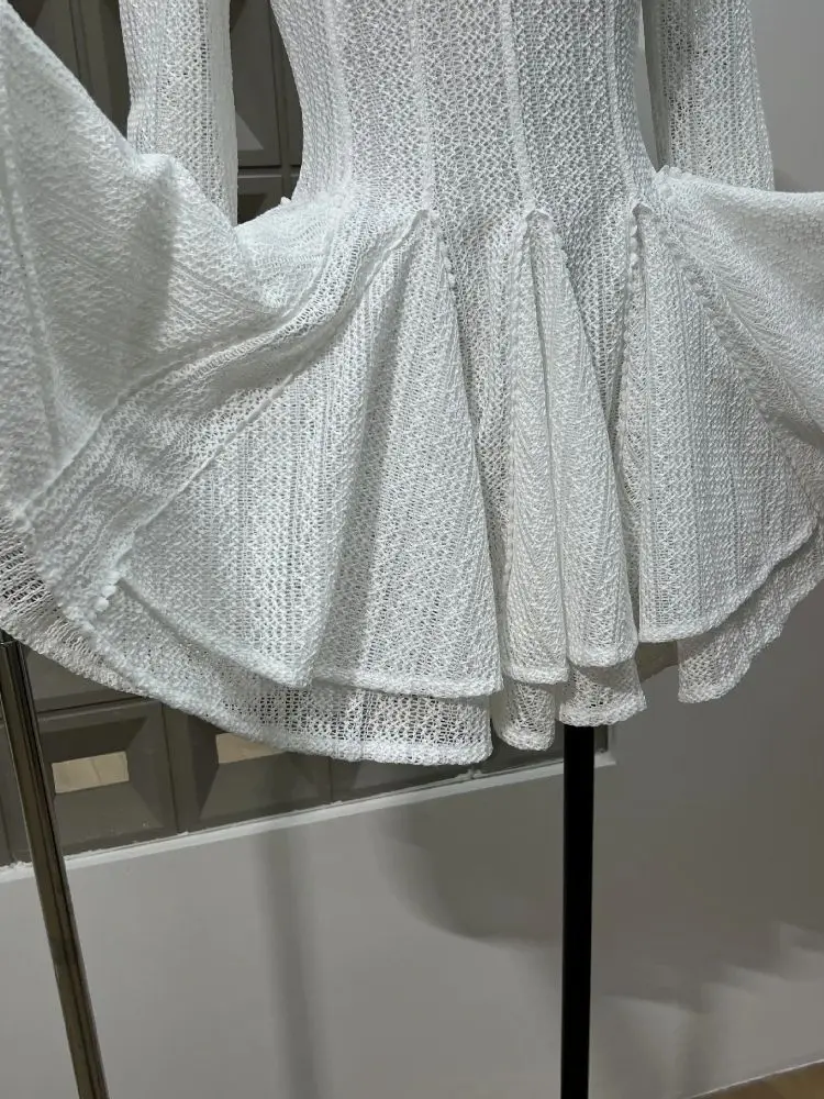 Vestido elegante con cuello redondo, manga larga, corte en A, plisado, Mini vestidos de cóctel para fiesta de noche para mujer, vestidos de celebridades de cumpleaños 2025