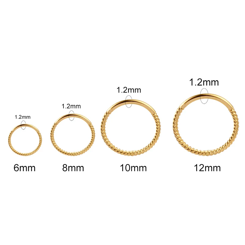 1PC Medical Stainless Steel Body Piercing Rings for Nose Ear Lip Cartilage Helix Twist Unisex Punk Closed Hoop Daith Earrings