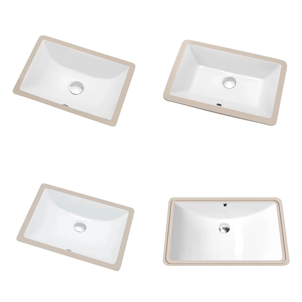 -for Wholesale White Under Counter Basin Porcelain Sink Rectangular Ceramic Wash Basin Undermount Bathroom Cabinet Sinks
