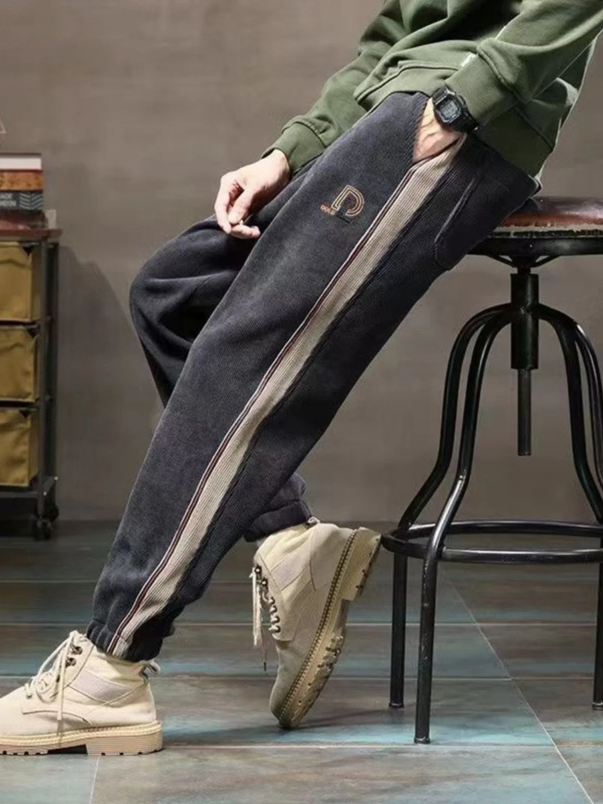 

Men's Thiened Corduroy Casual Pants Loose Fit Winter Warm Workwear Trousers Spor Large Size Autumn Winter Faion