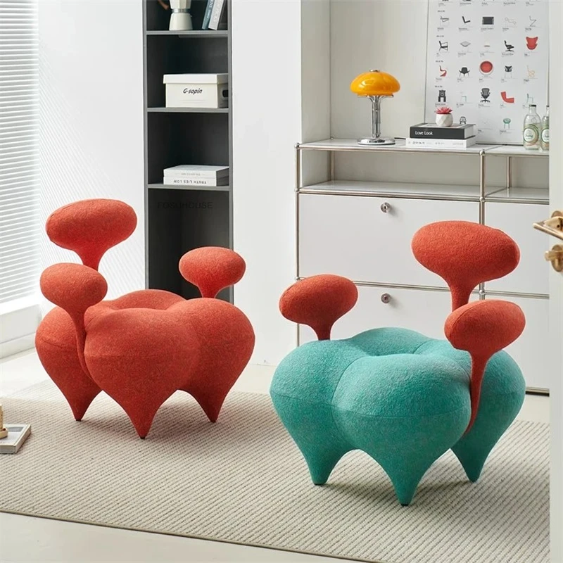 Nordic Color-blocked Fabric Armchair Casual Living Room Bedroom Balcony Designer Single Sofa Chair Home Furniture