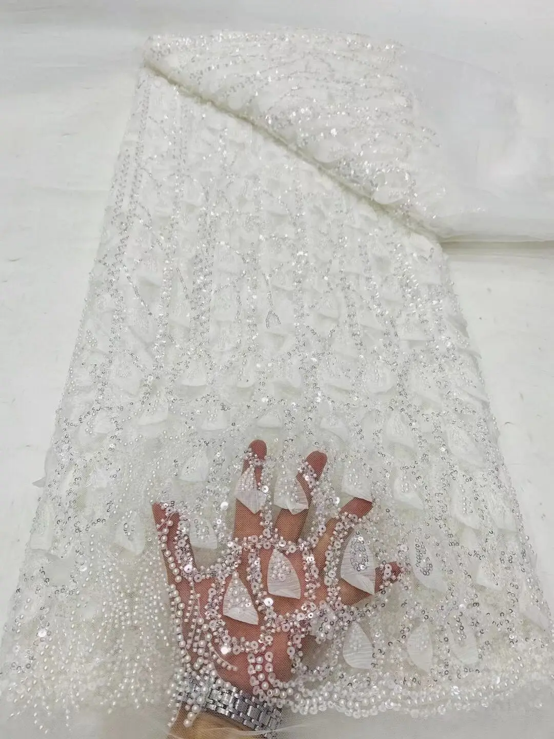 African Sequence Lace Fabric 2024 High Quality Nigerian French Tulle Lace Fabric For Bridal Material Sewing