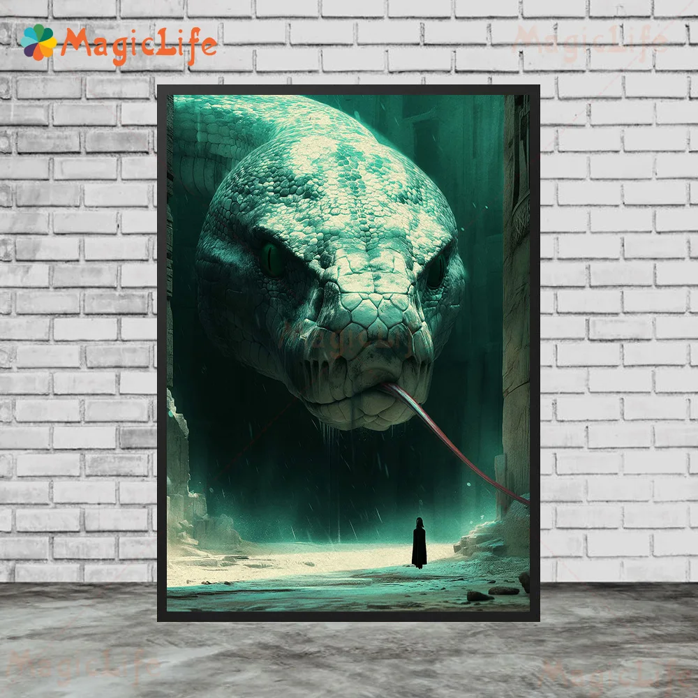 مجردة البرية بيثون ماجيك خرافة الملصقات جدار صور لغرفة المعيشة السحرية ملصق جدار الفن قماش اللوحة غير المؤطرة #4