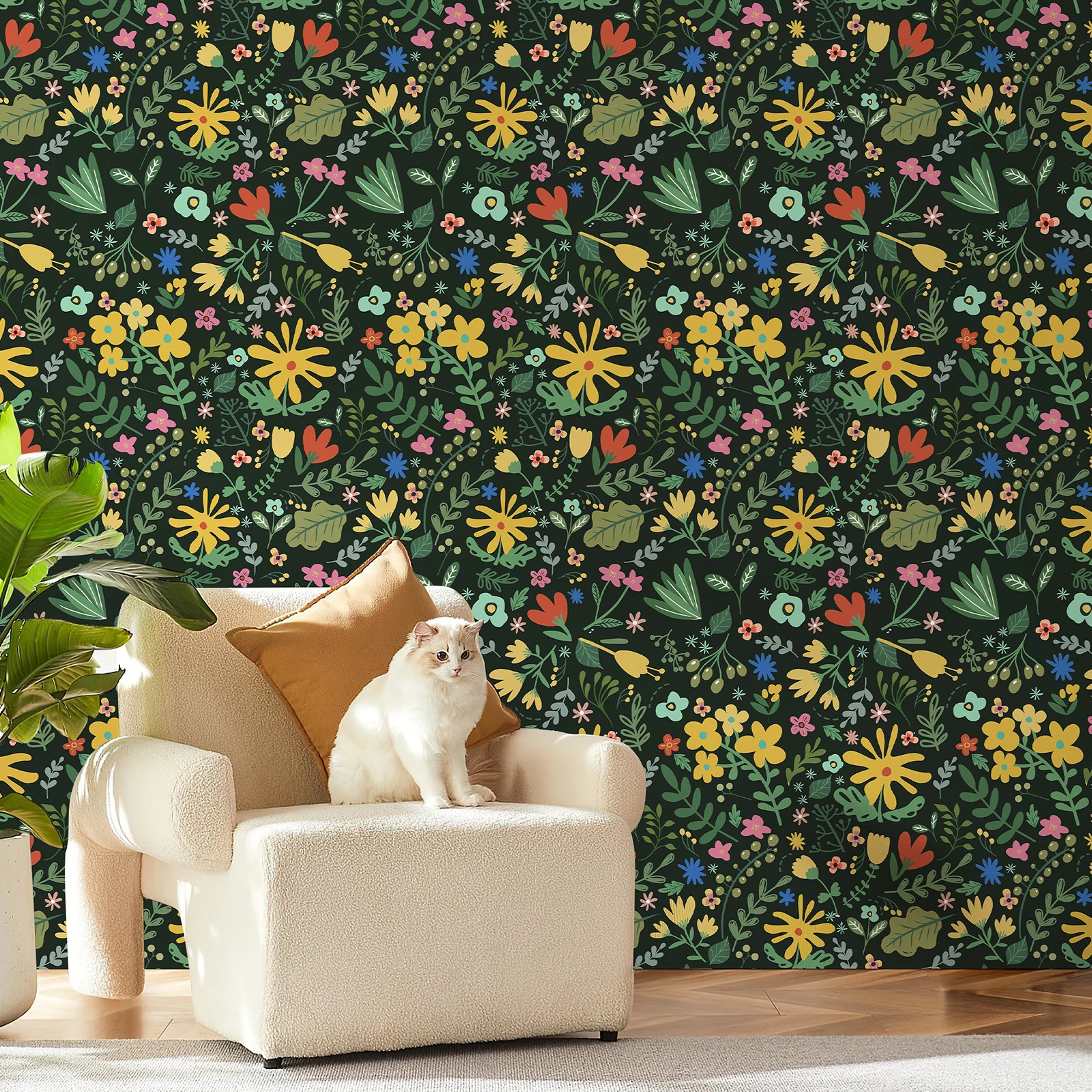 

Зеленые обои с цветочным принтом, самоклеящиеся водостойкие обои для спальни, гостиной, домашнего декора