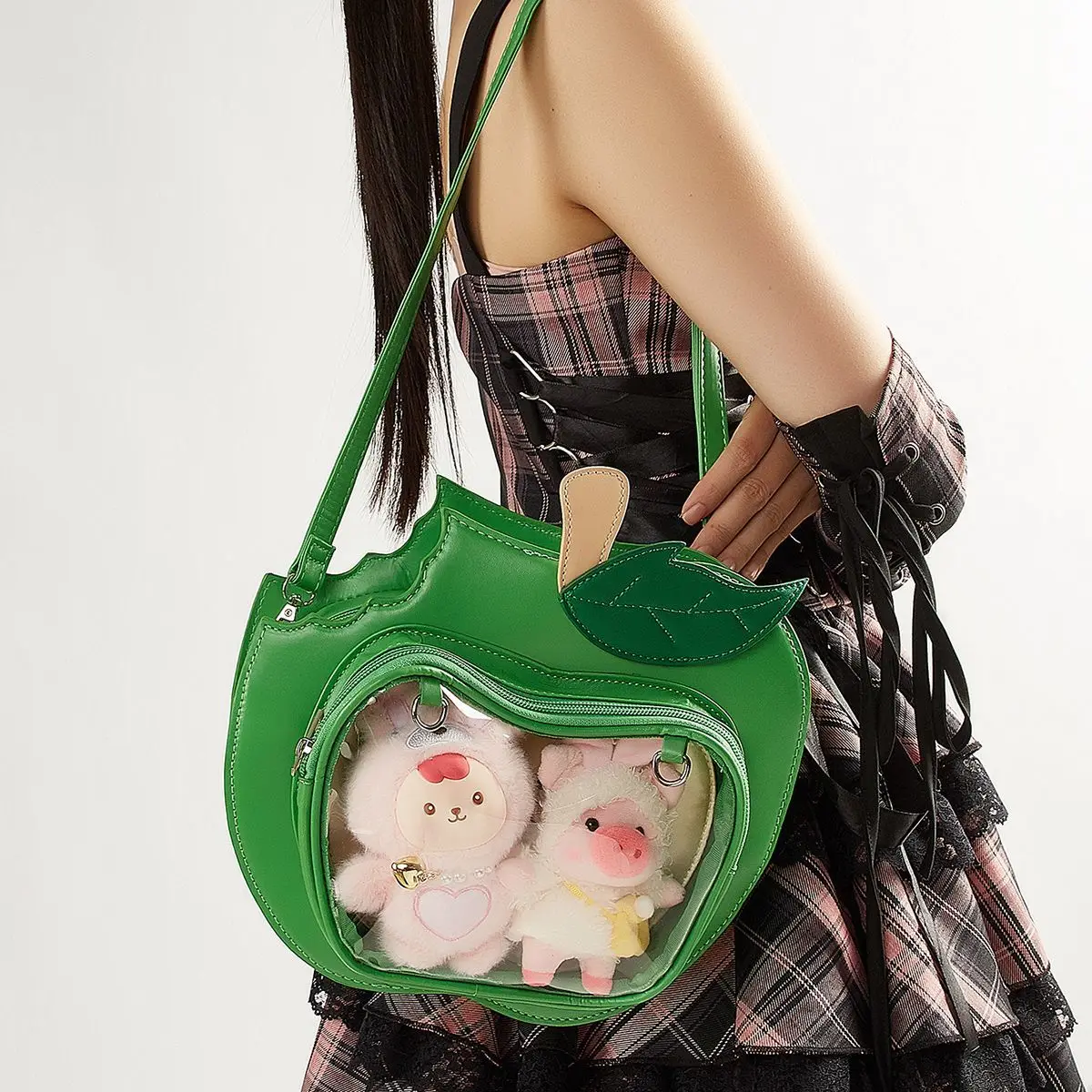 

JIAERDI Cute Apple Shape Anime Ita Bag Women Large Capacity Leather Transparent Backpack Ladies Multi Purpose Crossbody Bag 2025