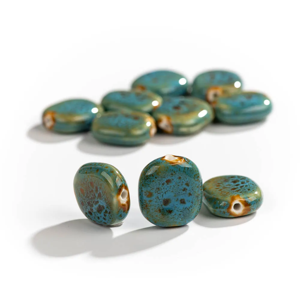 20#5pcs Flat Irregular Shape Kiln Color Changing Ceramic Beads Handmade Materials Jewelry Accessories Making Bracelet #XN306