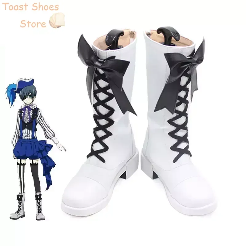 Circus Troup Ciel Phantomhive Cosplay Shoes Halloween Carnival Boots PU Shoes Black Butler Cosplay Props Costume Prop