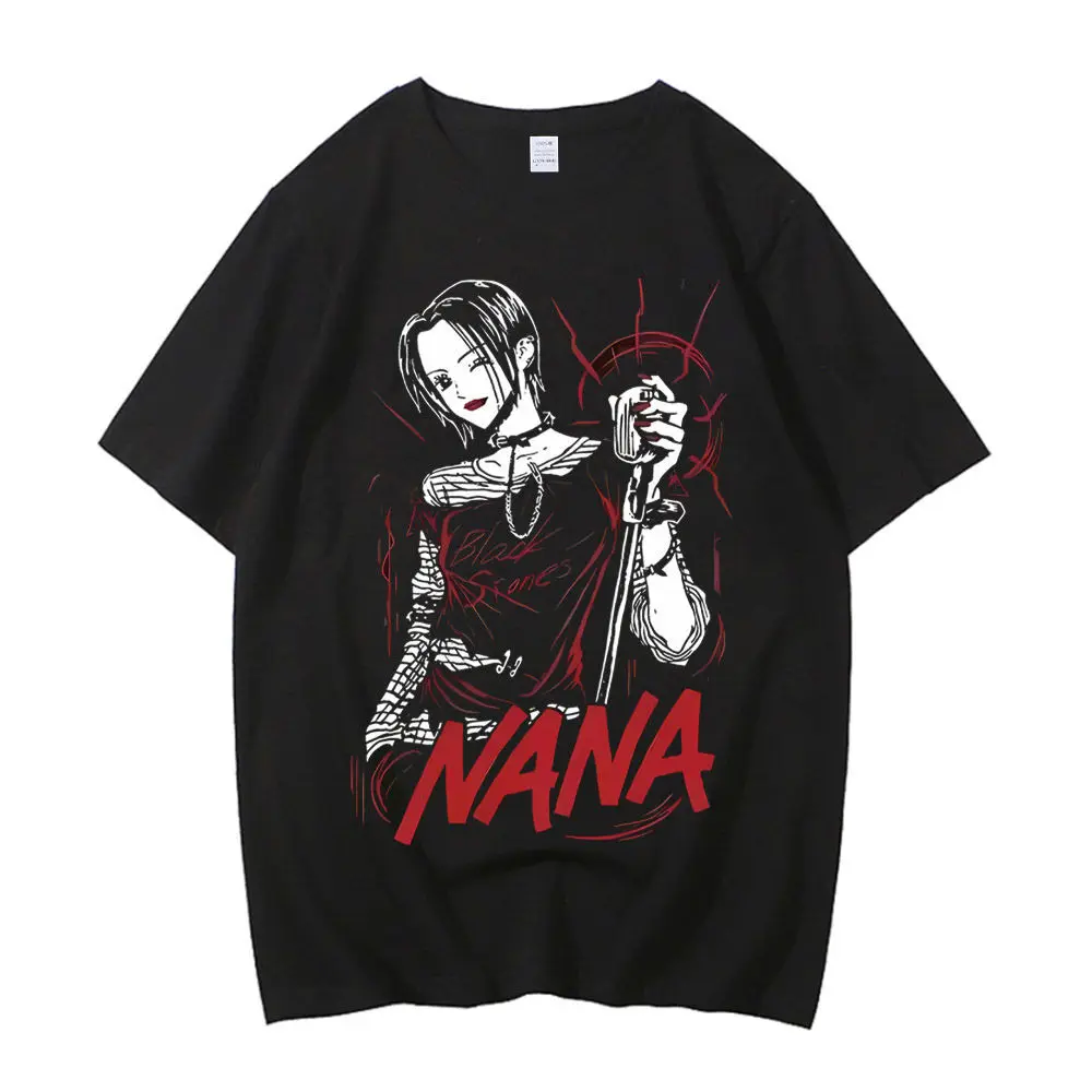Black Stones Nana Osaki Cotton T Shirt Male Y2k Graphic Pastel Aesthetic Tshirt 2000s Kawaii Pastel Anime 2000s Comfortable Tee