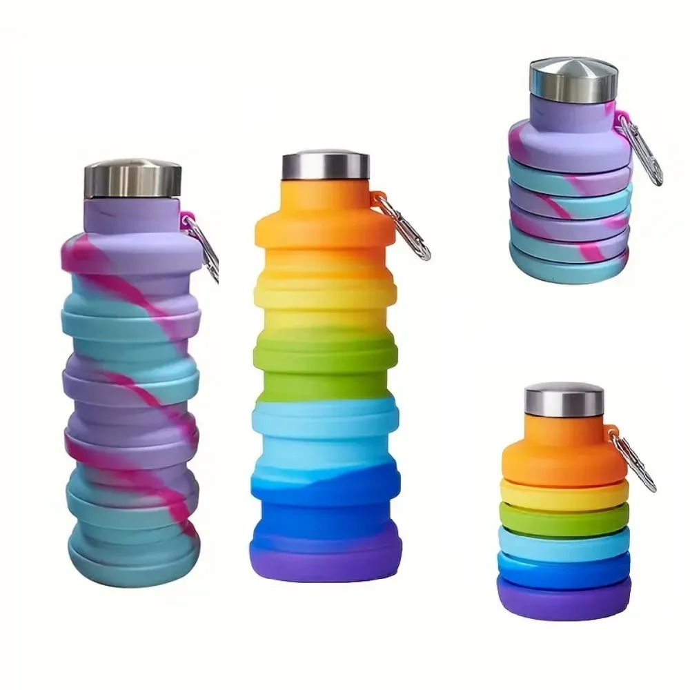 500ml Foldable Silicone Water Bottle Leakproof Collapsible Drinking Portable Lightweight Travel Camping Sports Drink Container