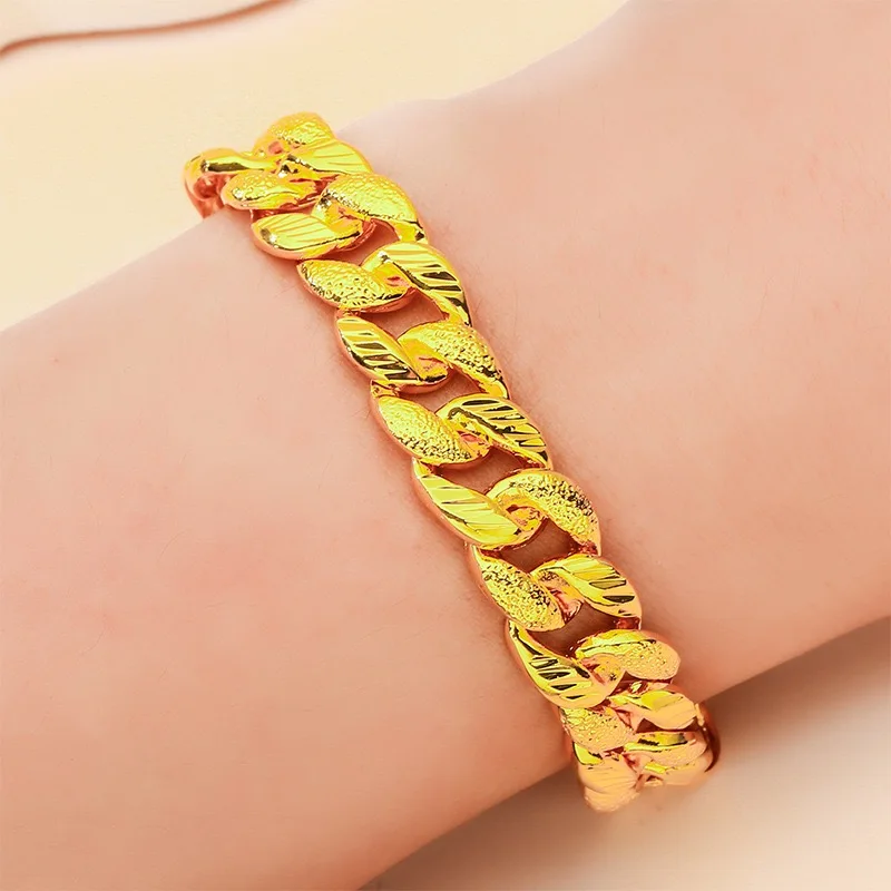 Popular 9999 24K Real Gold Jewelry Boss Bracelet Bracelet M-Buckle Men's and Women's Bracelet Bracelet Couple Gold Ring Gift