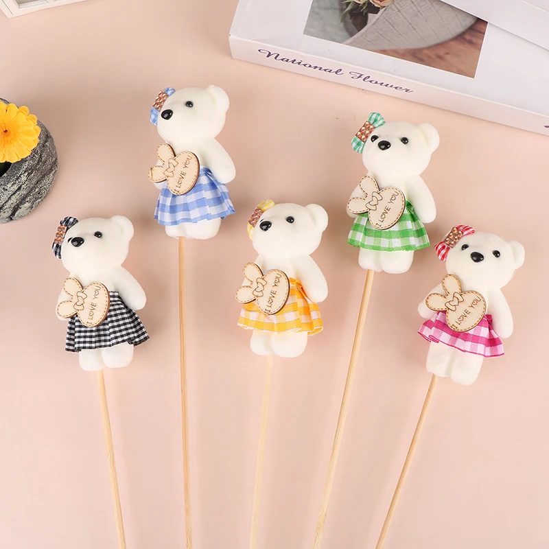 10PCS 10cm Plaid Bear Bouquet Decoration Small Bear Couple Bears Gift Packaging Wedding Gift Birthday Present