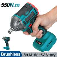 550N.m Torque Brushless Electric Impact Wrench 1/2inch Socket Wrench Hand Drill Rechargeable For Makita 18V Battery