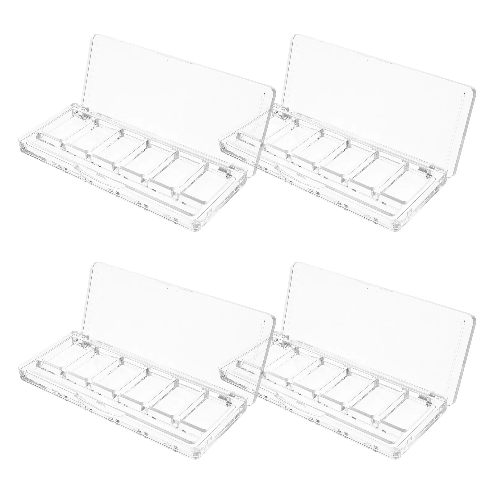 4Pcs Multi-Use Clear Makeup Palette Clear 6 Grid Eyeshadow Organizer Portable Refillable Eye Shadow Case Travel Face Pigment