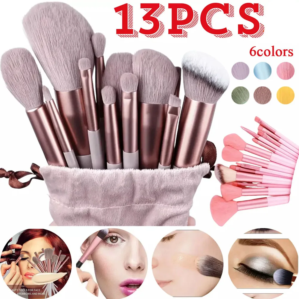 13PCS/Set Professional Makeup Brush Tool Soft Fluffy Hair Loose Powder Brush Portable Eyeshadow Brush Blush Brush Cosmetic Tool