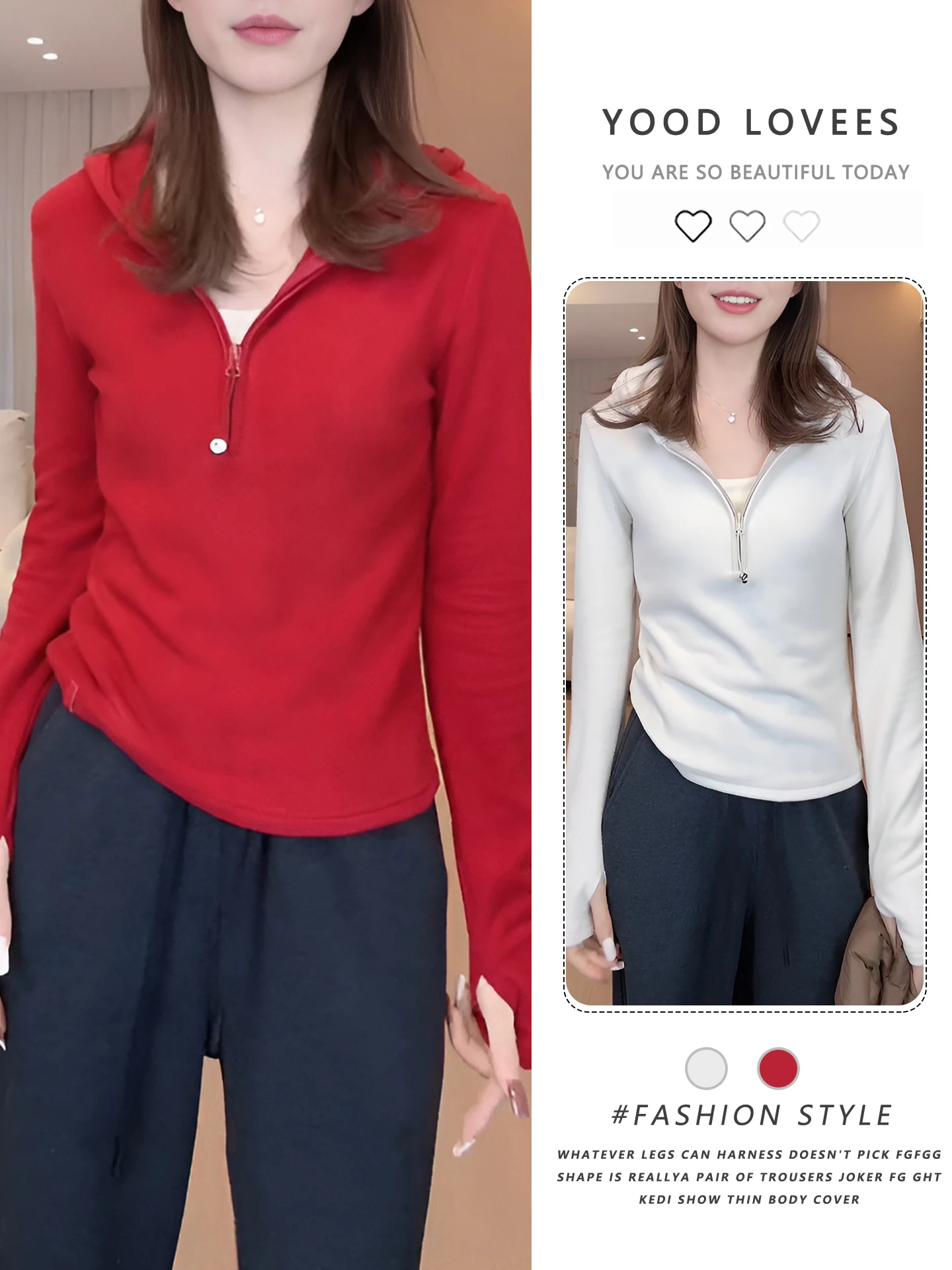 

Chic Anti-Aging Slim Fit Hoodie Women's Half Zip Long Sleeve Fashionable Top Autumn Winter New Style Versatile Short Length