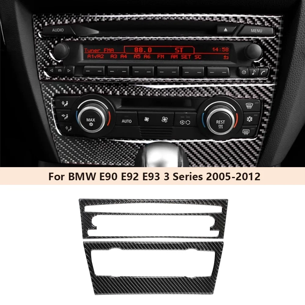 

Car CD Control Console Panel Sticker Carbon Fiber Decal Trim Cover 2pcs For BMW E90 E92 E93 3 Series 2005-2012 Accessories