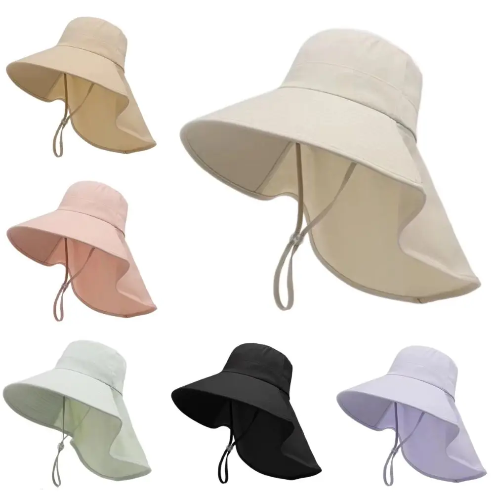 Outdoor Large Eaves Sunscreen Hat Large Brimmed Thin Fisherman's Hat Breathable Outdoor Shawl Sun Hat Women