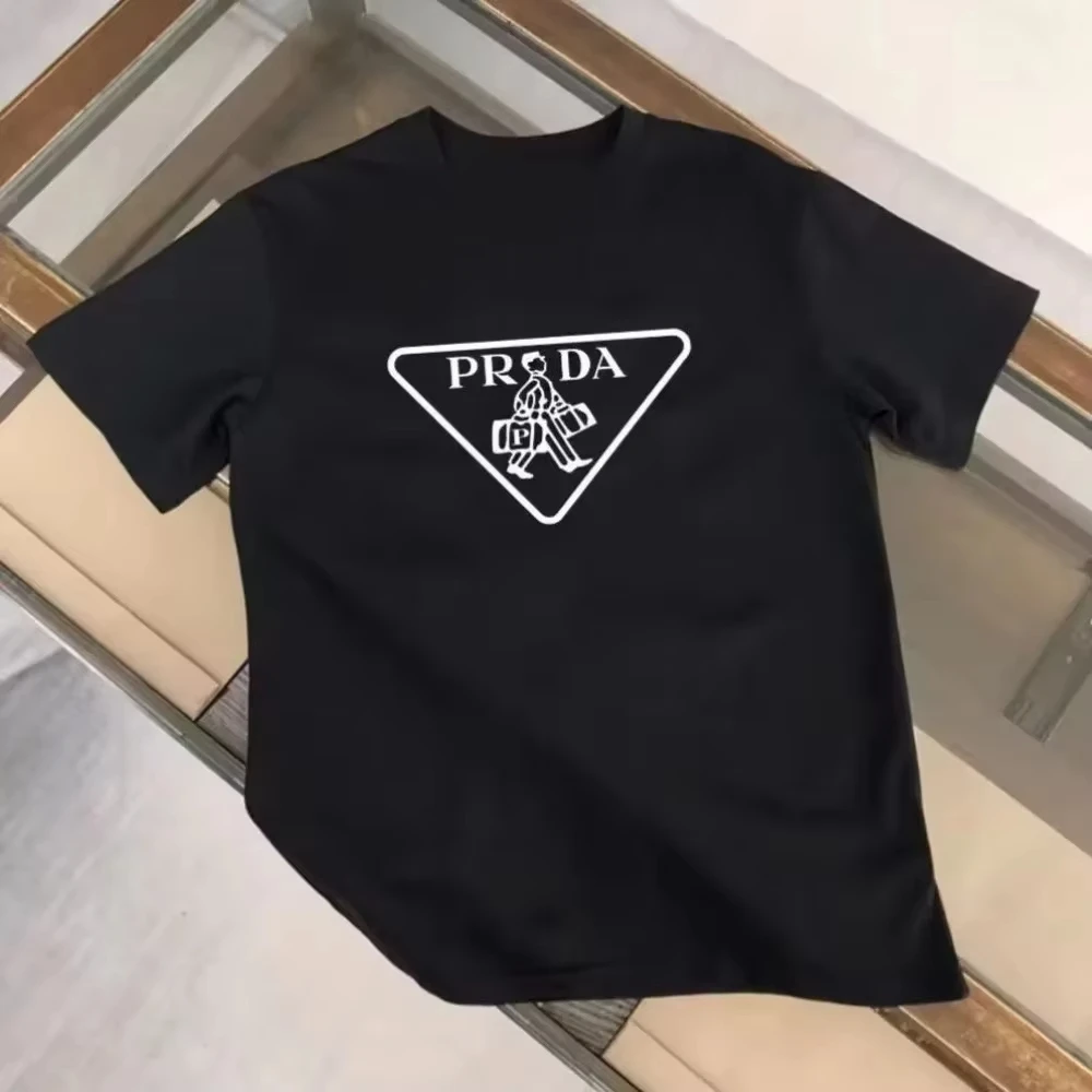 

Модная простая футболка с буквенным принтом, повседневная деловая мужская и женская футболка, топ с круглым вырезом и короткими рукавами