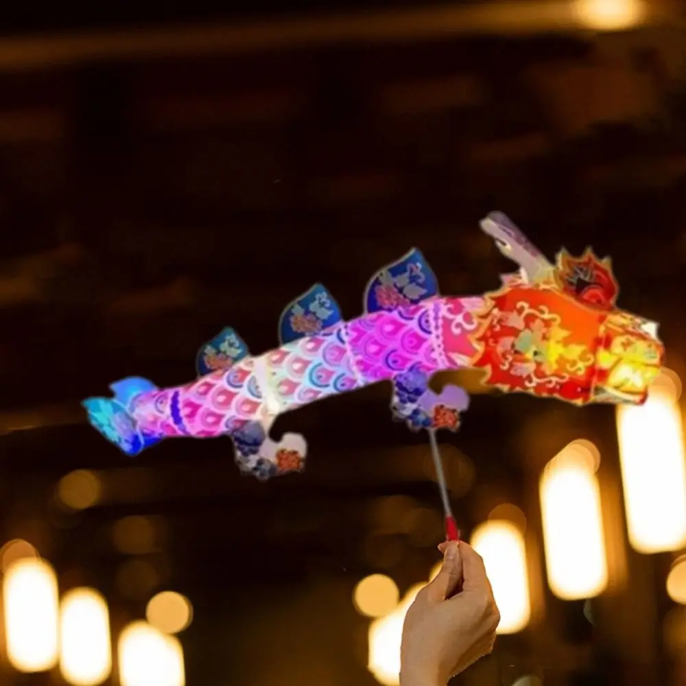 Exquisite Handmade Dragon Lantern Waterproof Chinese Style Handheld Dancing Dragon Toy Glowing Plastic Dragon Light Toy Kids