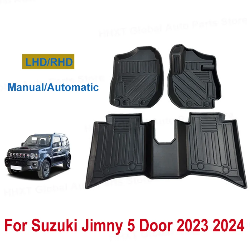 For Suzuki Jimny 5 Door Car Floor Mats Carpet 3pcs/set TPE LHD RHD Automatic Manual Transmission 2023 2024 JB64 JB74 Accessories