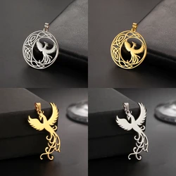 Beautiful Stainless Steel Phoenix Celtic Knot Charms Mythical Animal Pendant For DIY Necklace Earring Amulet Jewelry Accessories
