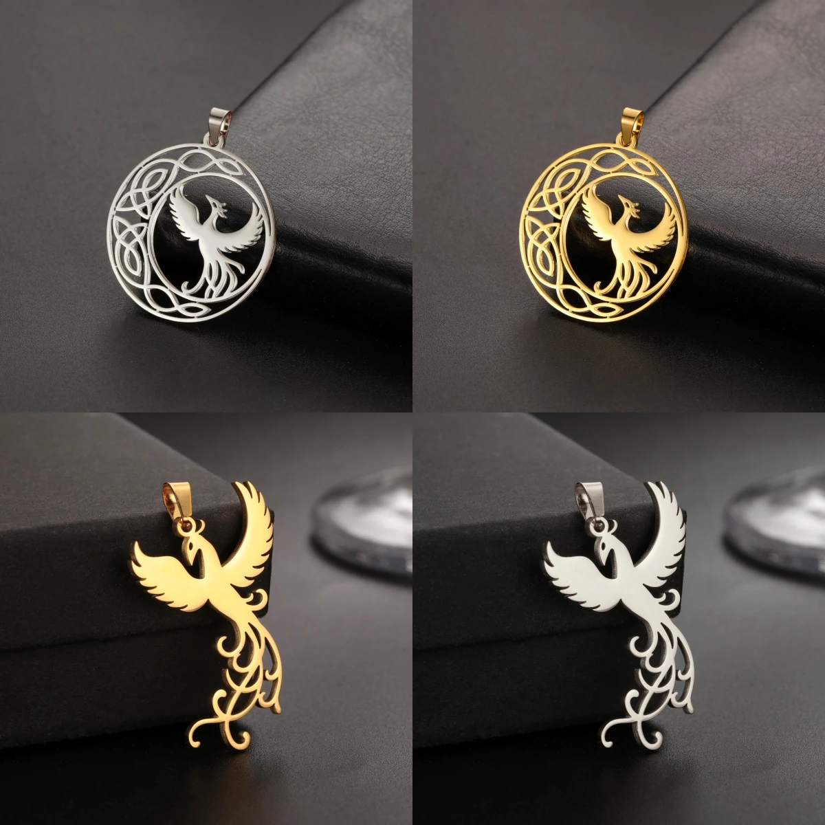 Beautiful Stainless Steel Phoenix Celtic Knot Charms Mythical Animal Pendant For DIY Necklace Earring Amulet Jewelry Accessories