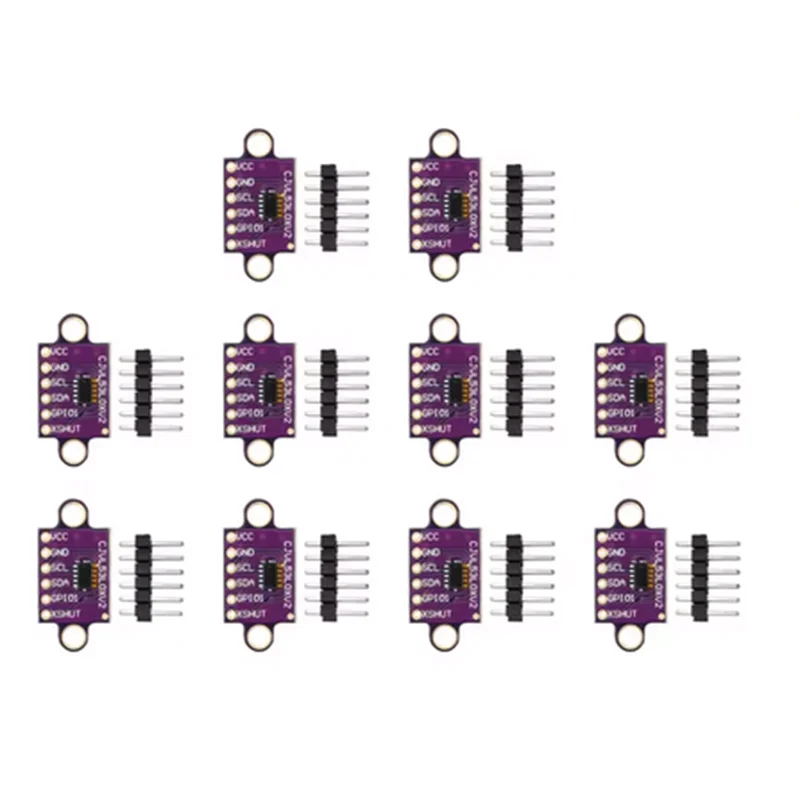 1-10PCS VL53L0X Time-of-Flight (ToF) Laser Entfernung Sensor Breakout 940nm GY-VL53L0XV2 Laser Abstand Modul I2C IIC mit Pin