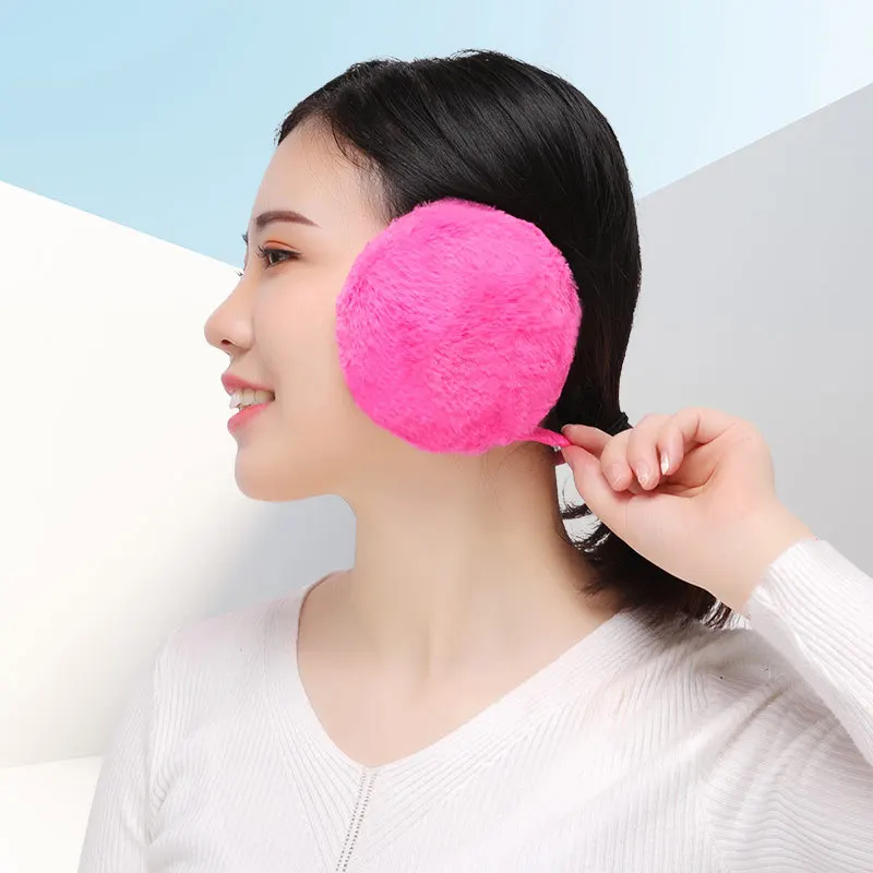 แฟชั่นสีทึบกลับสวมหู Soft Earmuffs ผู้หญิง Thicken Plush หู Protector อุ่นฤดูหนาว Man Faux Fur Earmuff