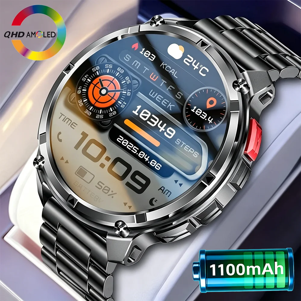 New T-REX3 Ultra 1100mAh Battery SmartWatch 10ATM Waterproof GPS Compass Flashlight 1.7" AMOLED HD Call Sports Smart Watch Men