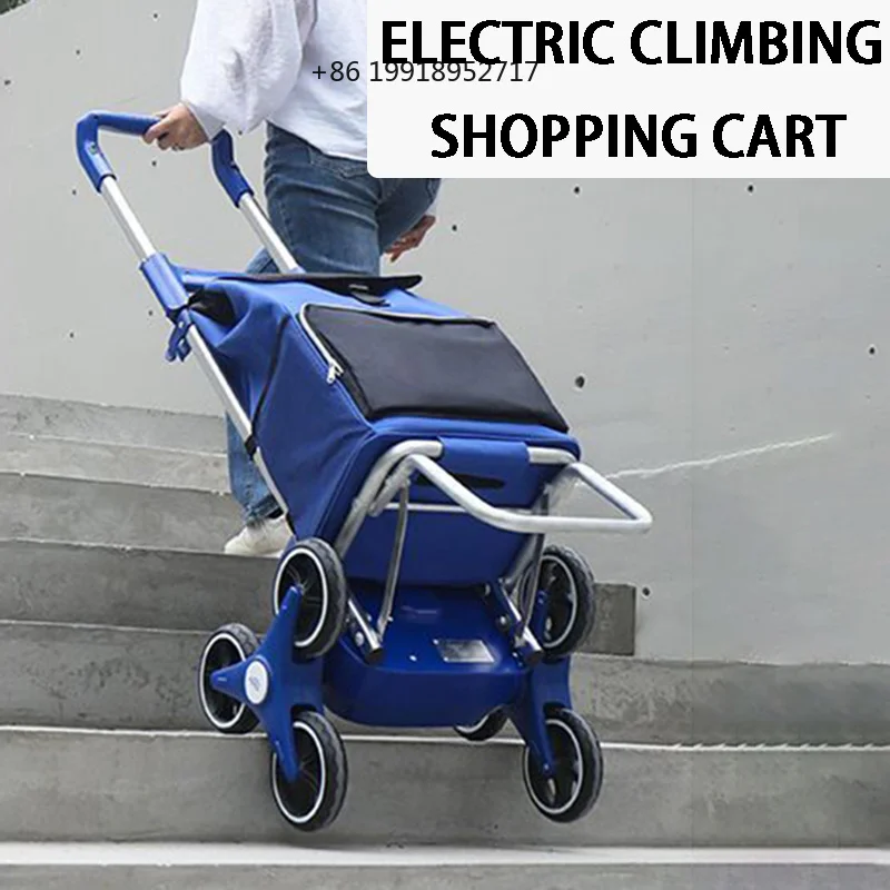 Silent Electric Climbing Shopping Cart Foldable Shopping Bag Wheels Large Capacity Portable Electric Handcart JJ141