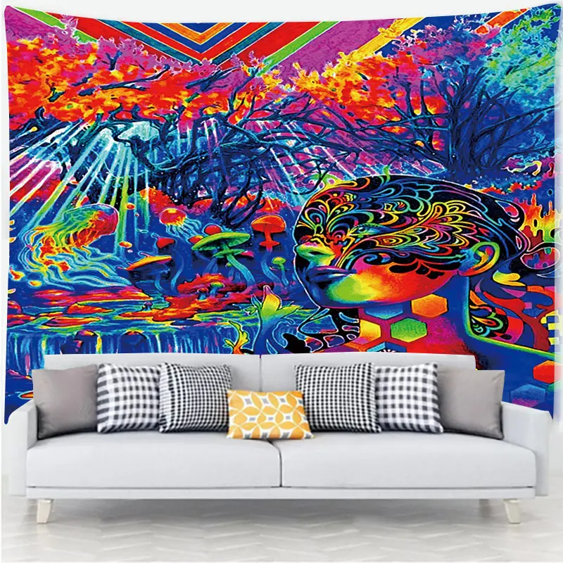 Psychedelic And Dreamy Wall Art Home House  Bedroom Masion Jardim Aesthetic Decor For 2023 Tapiz Y2k Arazzi Hanging