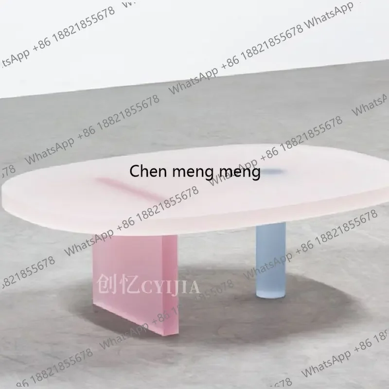 z183 Acrylic custom matte gradual change round coffee table club art small table living room