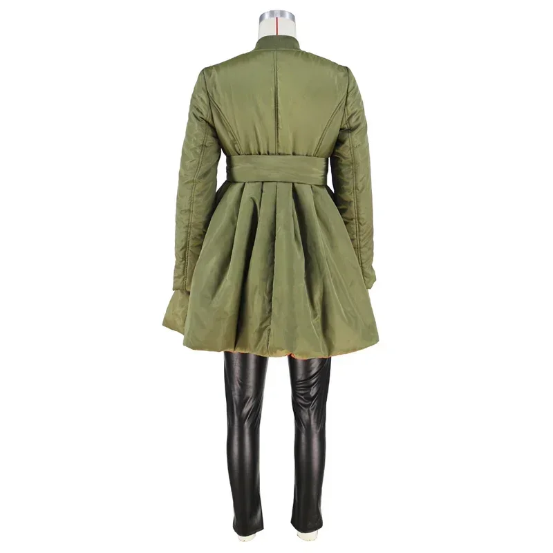 Parkas longues à col en V pour femmes avec ceinture, veste bouffante A Line, robe de Rhplissée, vestes bouffantes au beurre, manteau chaud, haute