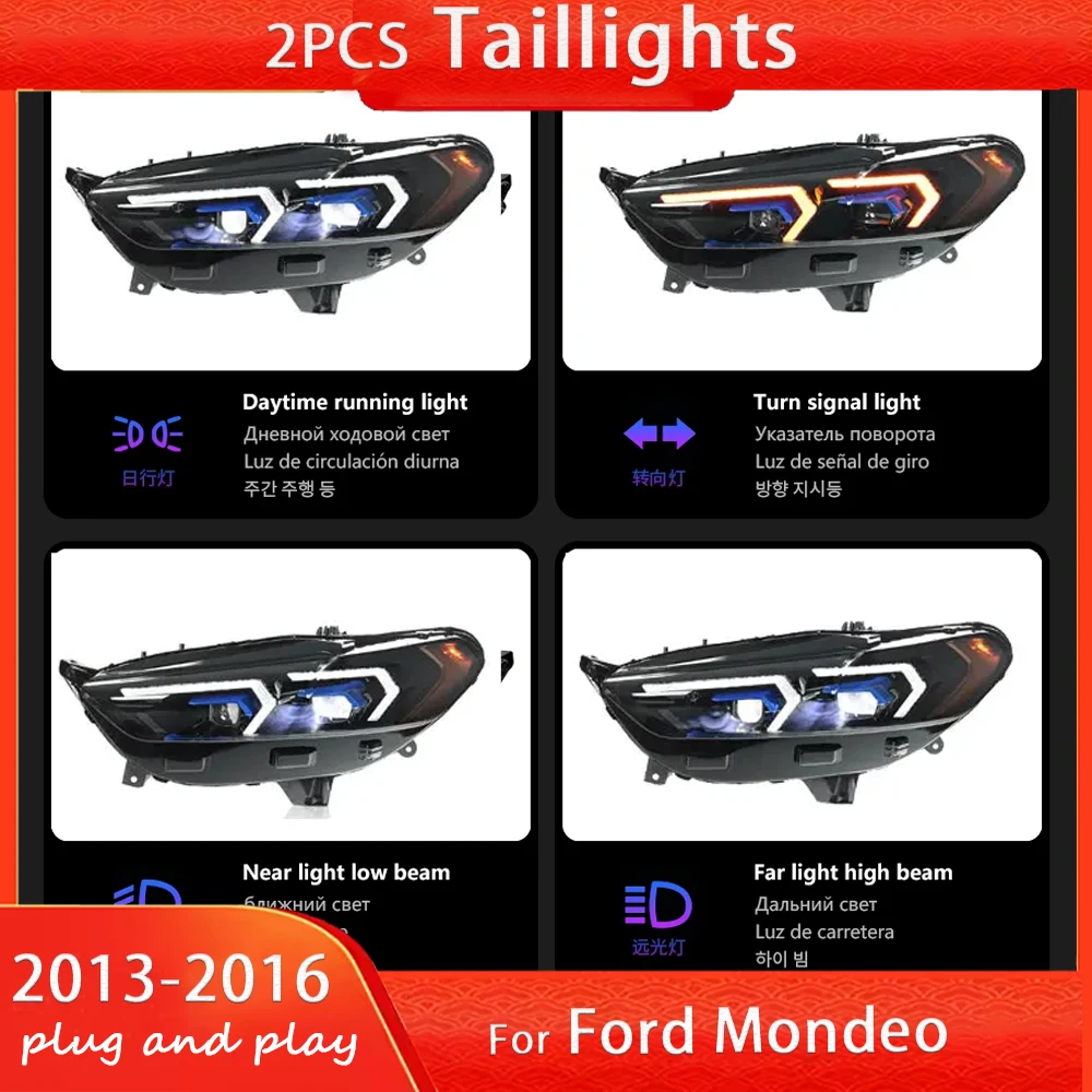 

Фари для Ford Mondeo 2013 2014 2015 2016, полностью светодиодные фары, светодиодные DRL, динамические указатели поворота, передние лампы