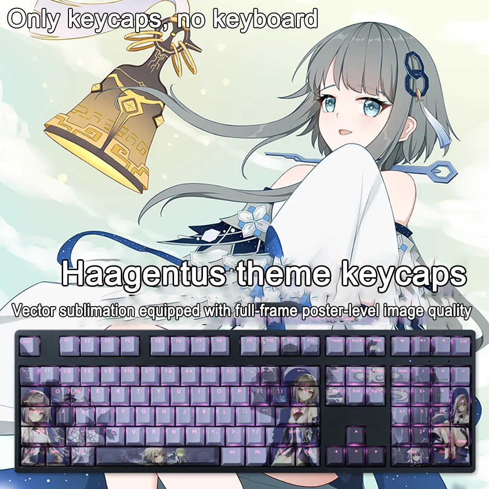 

108 Keys Genshin Impact Keycap Haagentus PBT Dye Subbed Cherry Backlit Keycap Anime Gaming Key Cap For ANSI 61 87 104 108 Layout