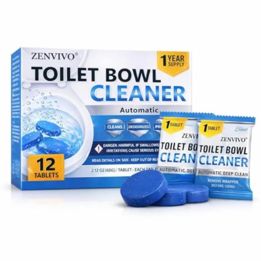 Automatic Toilet Bowl Cleaner Tablets, Blue Gel Toilet Tank Cleaners, Septic-Safe Hard Water Ring Stain Remover, Heavy Duty Toi