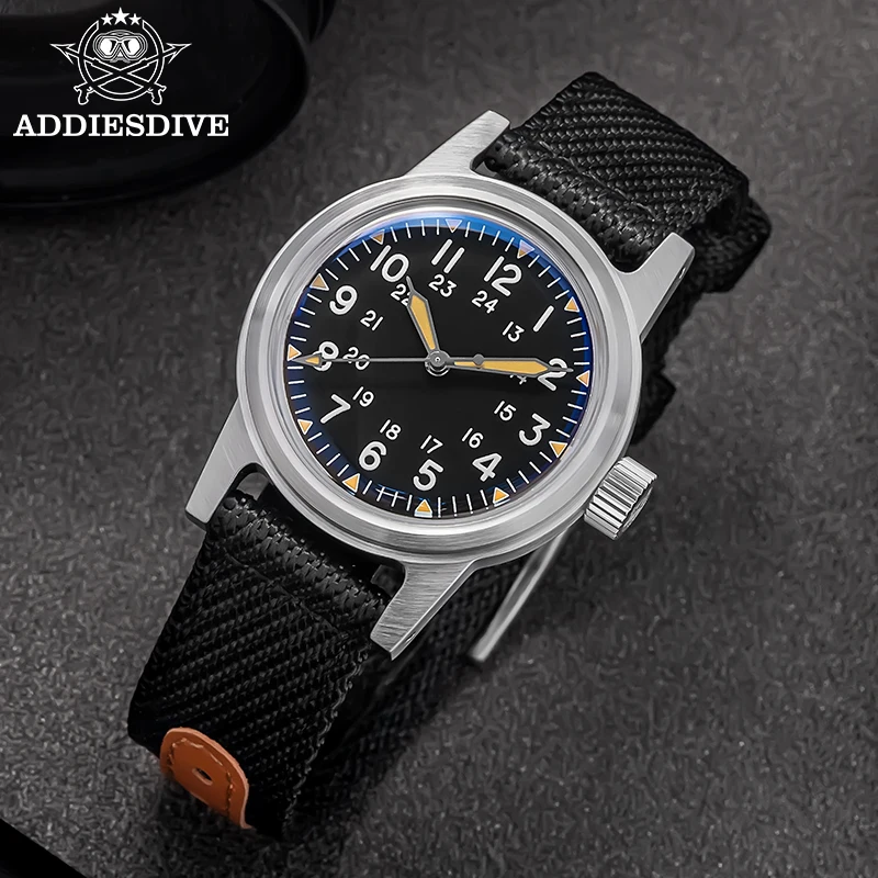 นาฬิกาอัตโนมัติ ADDIESDIVE รุ่น AD2088 NH35 นาฬิกาข้อมือผู้ชายสไตล์วินเทจ ขนาด 36 มม. สแตนเลส กันน้ำ 20 บาร์ เรืองแสง C3 นาฬิกาสปอร์ต