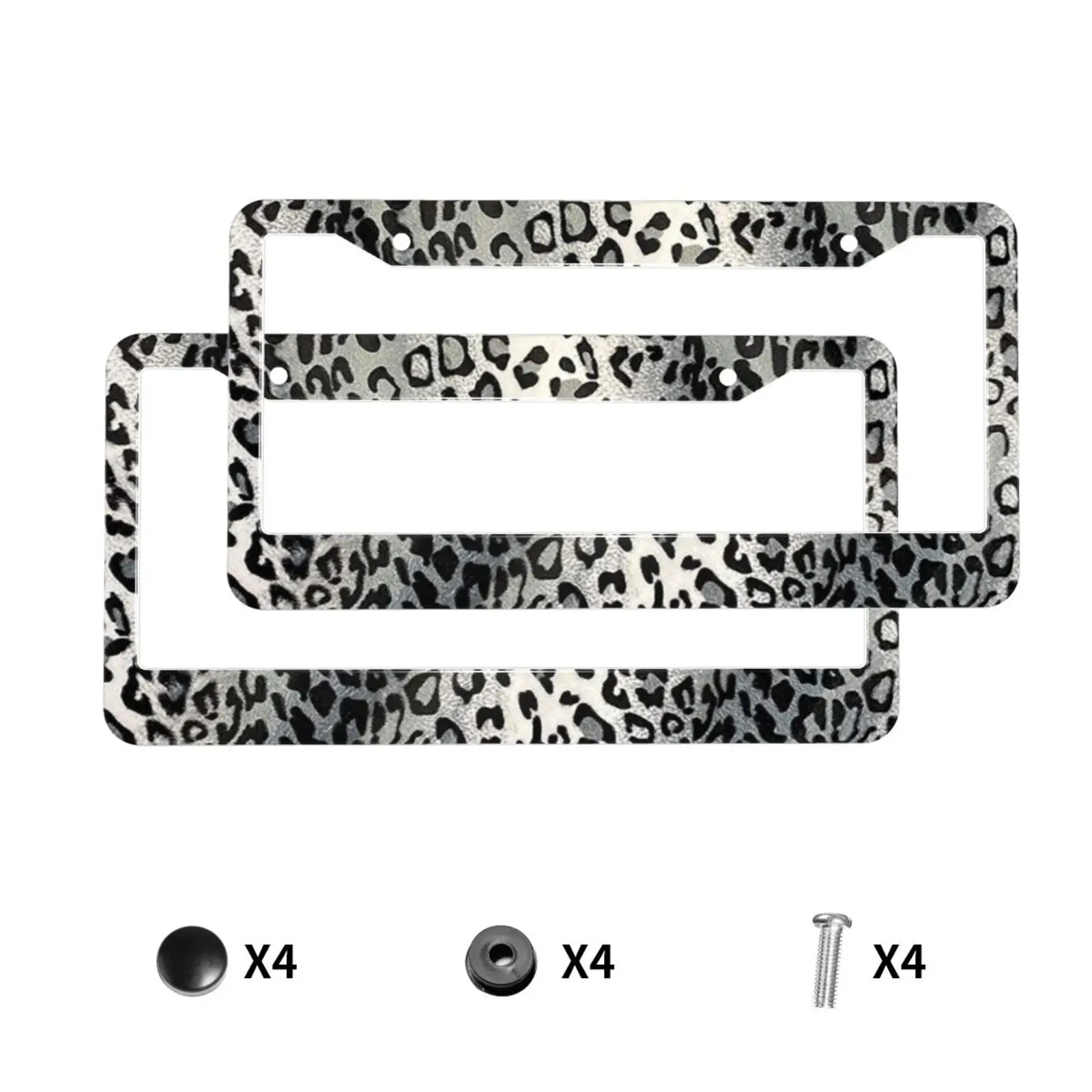 

Leopard Print Pattern Print American Standard Aluminum Alloy Car License Plate Cover Car Accessories Waterproof License Plate