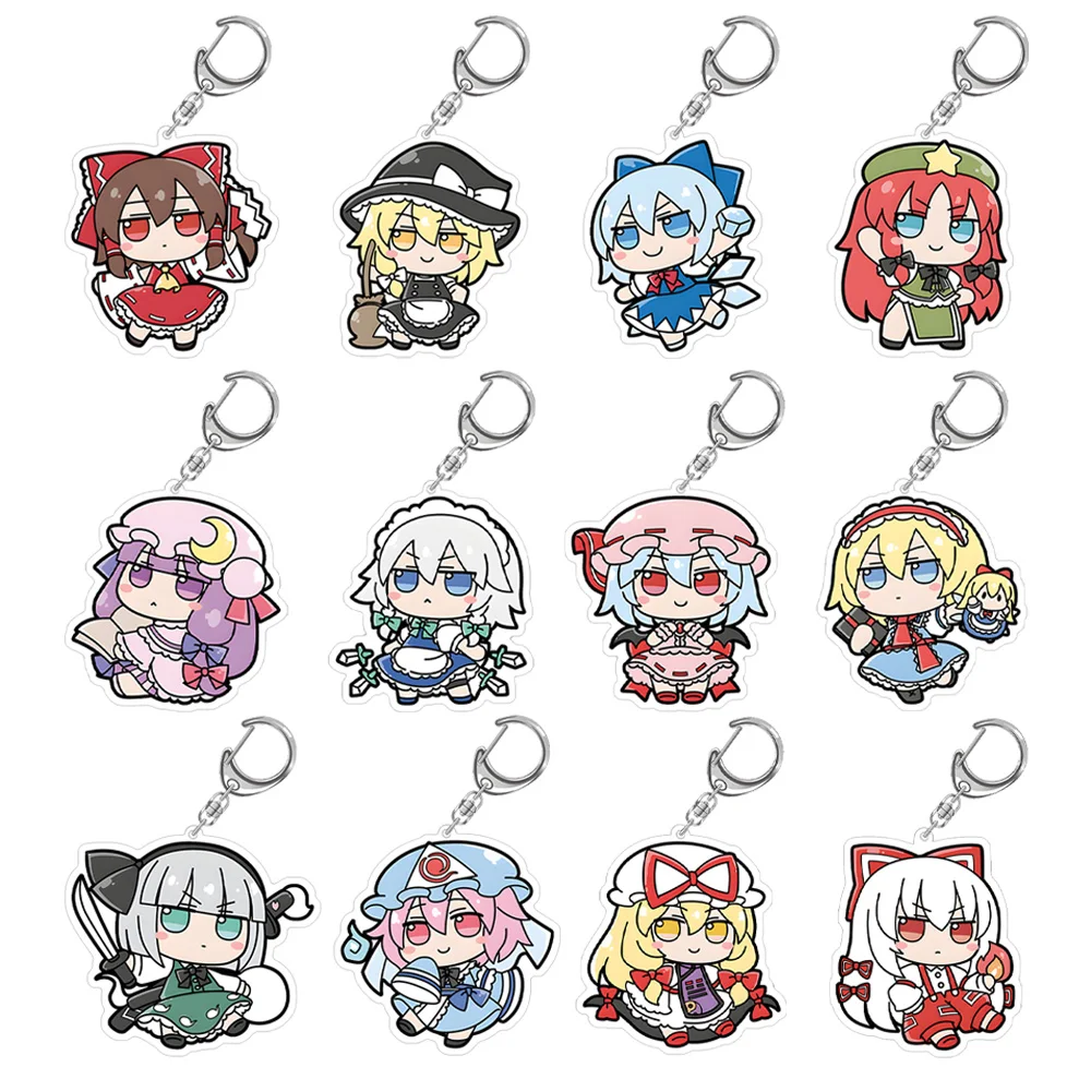 Touhou Project Reimu Hakurei Marisa Kirisame Patchouli Knowledge Remilia Scarlet Flandre Scarlet Chibi أنيمي سلسلة مفاتيح مصنوعة من الأكريليك