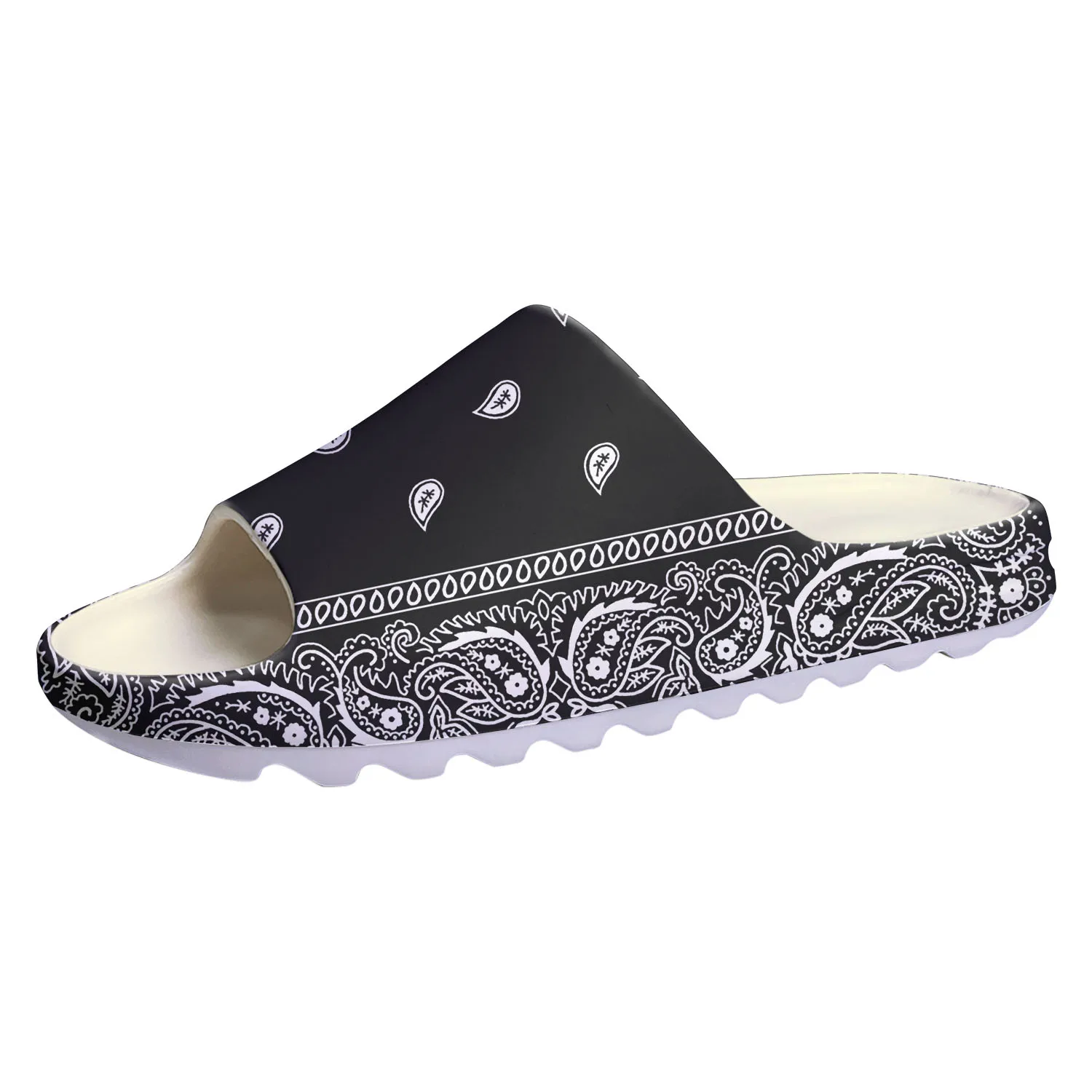 Bandana Paisley Soft Sole Sllipers Home Clogs Black White Blue Step On Water Shoes Mens Womens Teenager Step in Custom Sandals