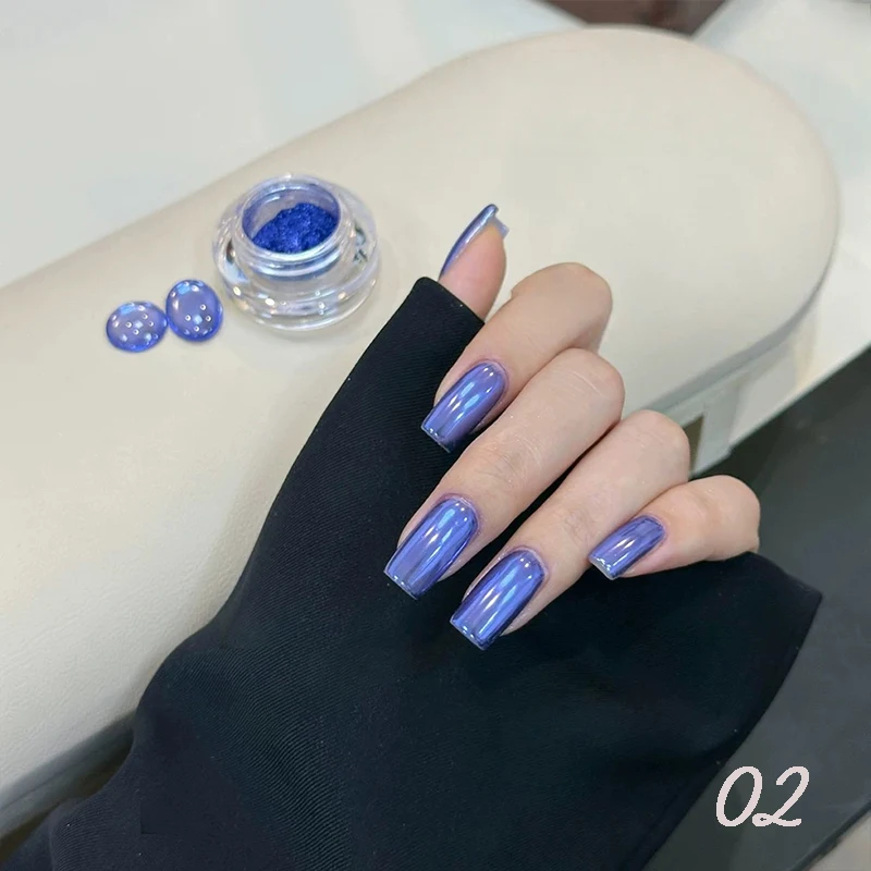 Superhelder Purple Blue Series Magic Mirror nagelpoeder - Anti-melt langdurige nagelkunst, paarsblauw gekleurde metallic glitter