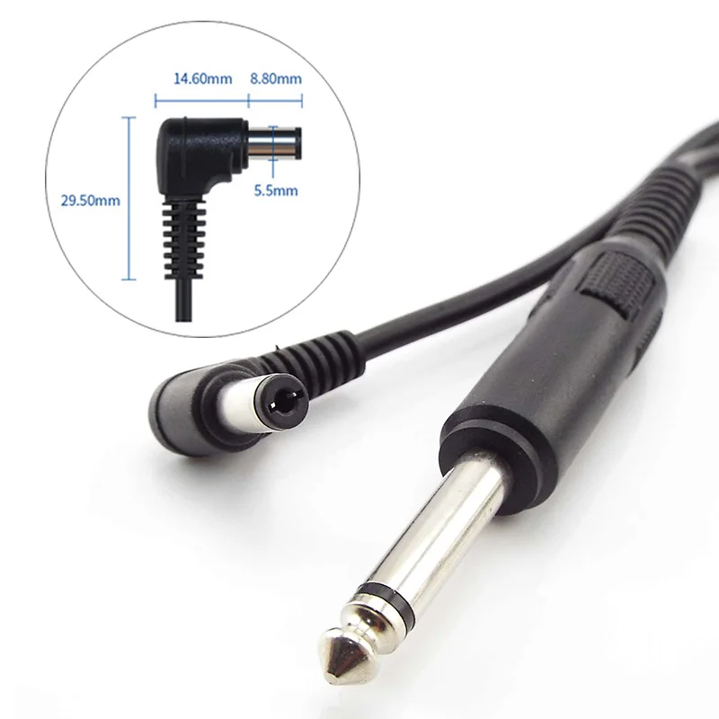 1x 6.5mm do DC przewód zasilający Miękki kabel zasilający audio 6.5mm Adapter połączeniowy DC do maszynki do tatuażu Mikrofon akcesoria gitarowe D5