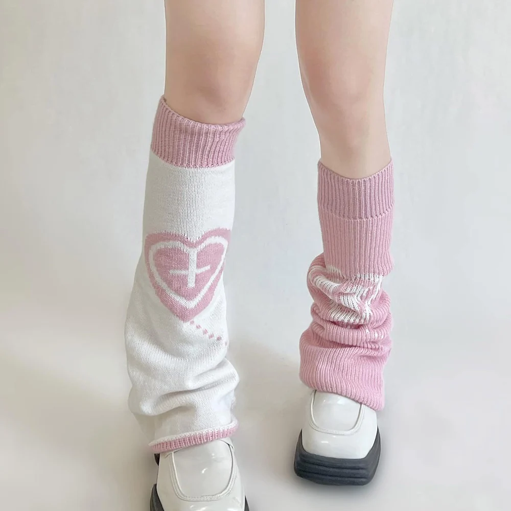 Calcetines de pierna ancha Y2K para mujer, medias tejidas de lana Lolita, calentadores de piernas, calcetines largos, decoración cálida asimétrica